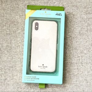 Silver/white glitter Kate Spade case for iPhone X